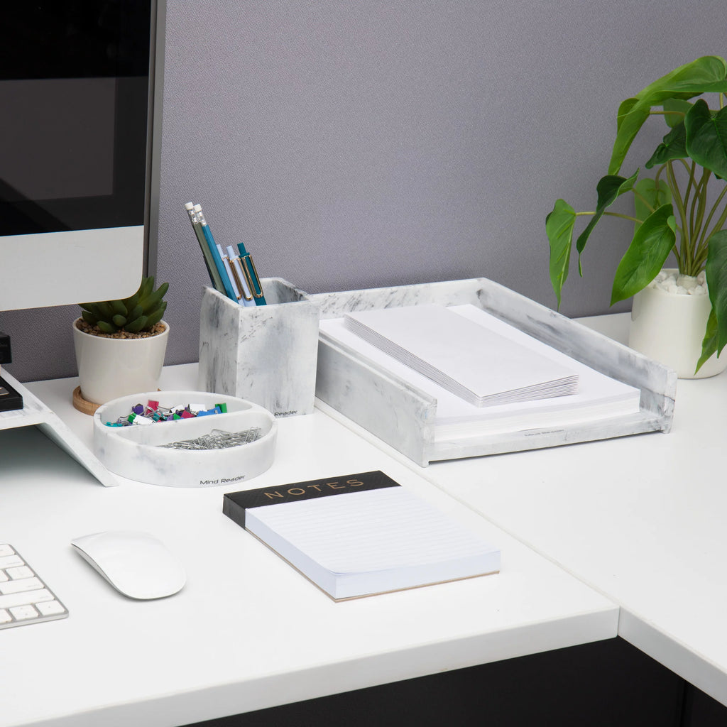 3 Pc White Resin Office Set X97928
