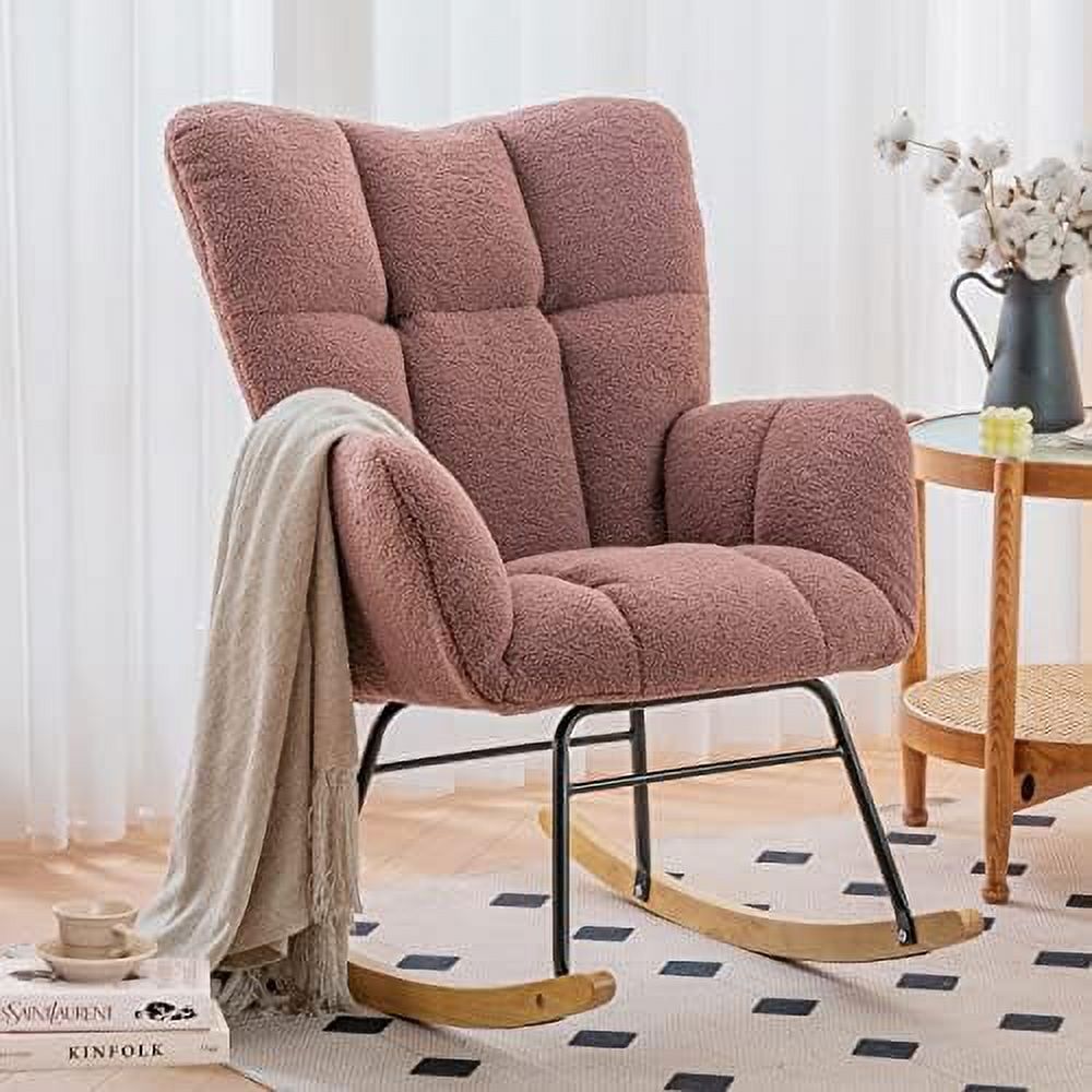 Grey Velvet Upholstered Nursery Rocking Chair N452932