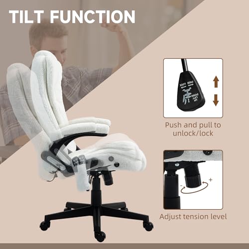 White Velvet High Back Reclining Office Chair with Remote U50776