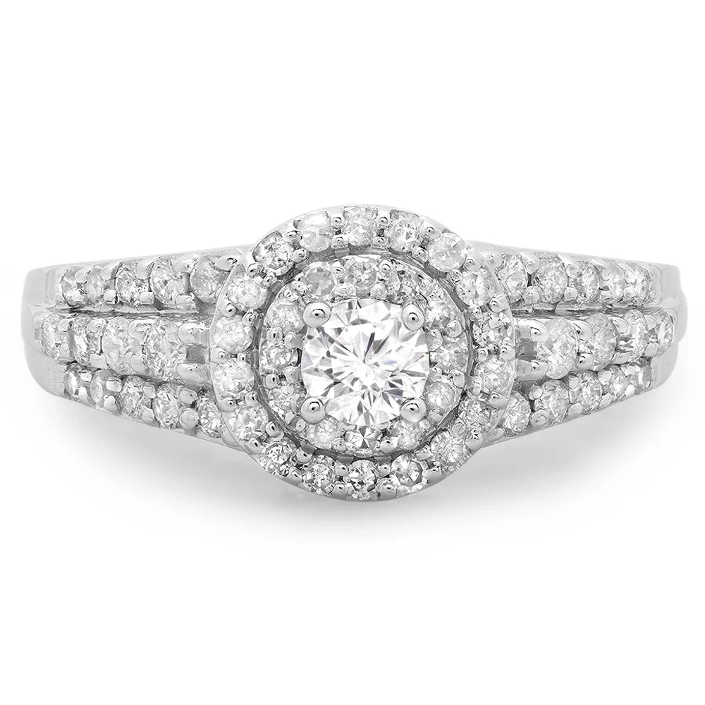 10K White Gold Diamond Halo Engagement Ring K4883