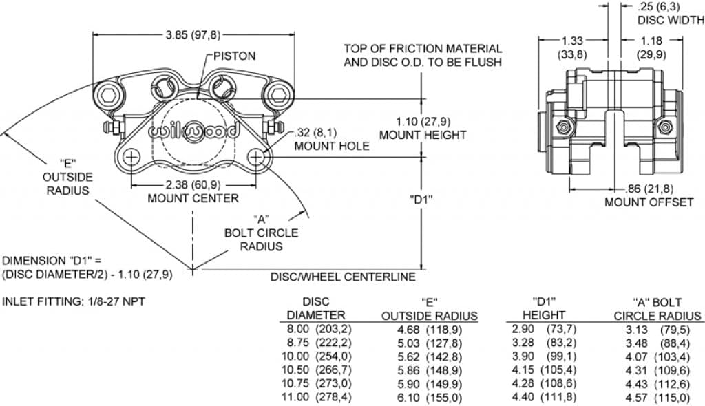Caliper with 1.25in Pistons .25in Disc M634262