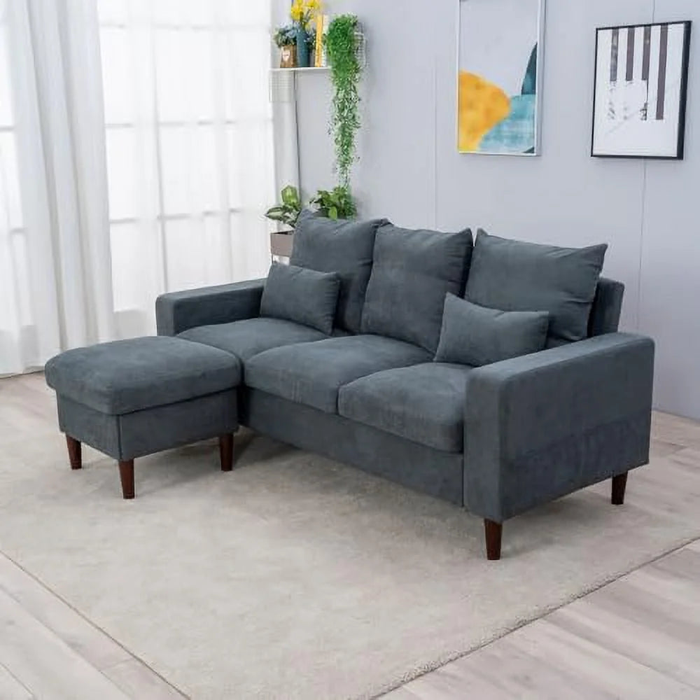 Grey Reversible L-Shaped Sectional Sofa Y8141