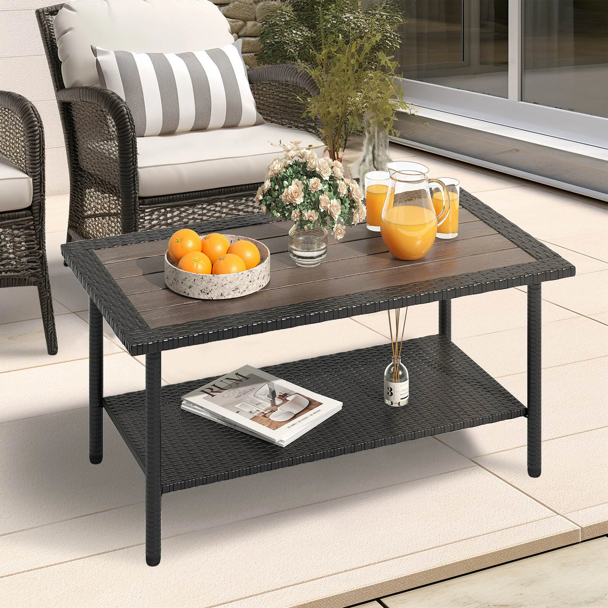 Black Wicker Coffee Table W810483