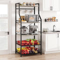 5-Tier Kitchen Utility Storage Shelf with 8 Hooks, Gray H38212