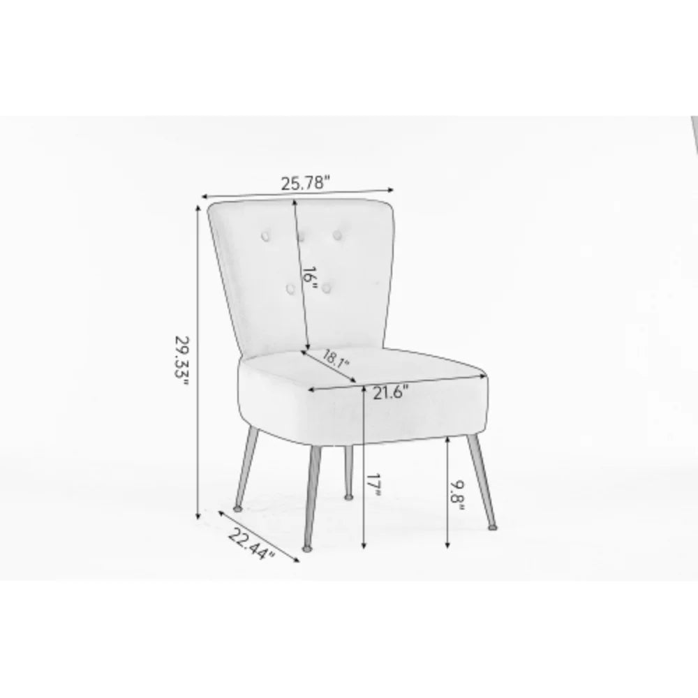 Ivory White Tufted Teddy Fabric Slipper Chair with Black Metal Legs X746907