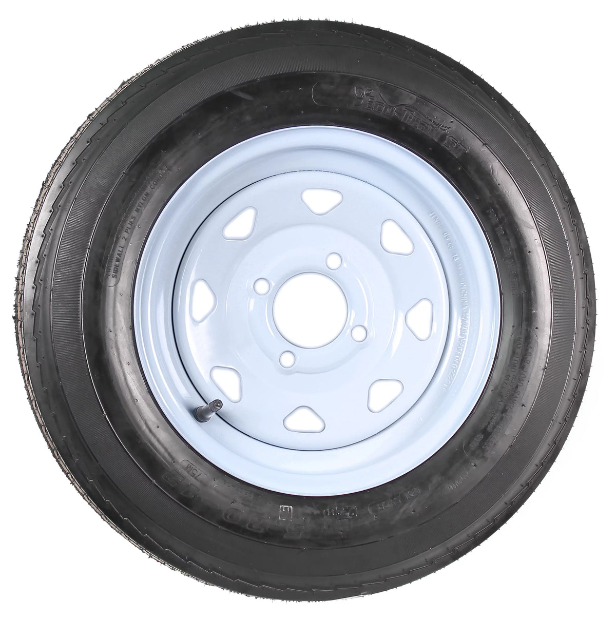 Two Trailer Tires On Rims 5.30-12 4 Lug White Spoke B93475