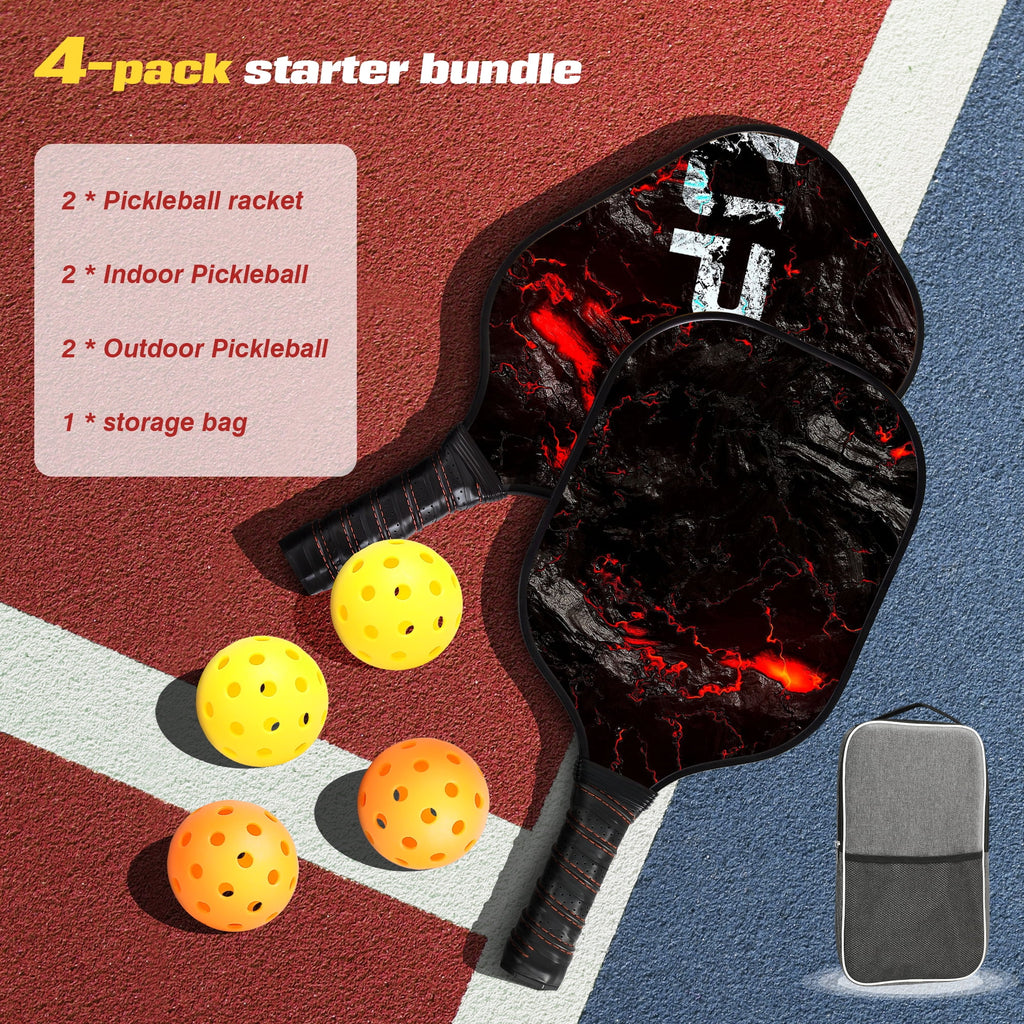 Graphite Fiber Pickleball Paddles Set with 4 Balls and Backpack T456192
