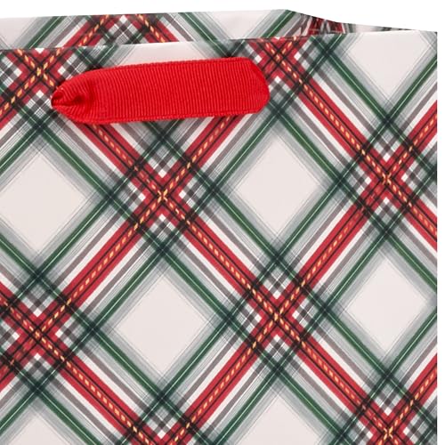 Assorted Christmas Gift Bags, Recyclable Kraft Brown with Snowflake, Plaid and Trees, 8 Bags: 3 Small 6", 3 Medium 9", 2 Large 13" G314194