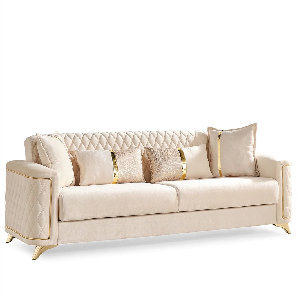 Ivory Velvet Sofa H22794