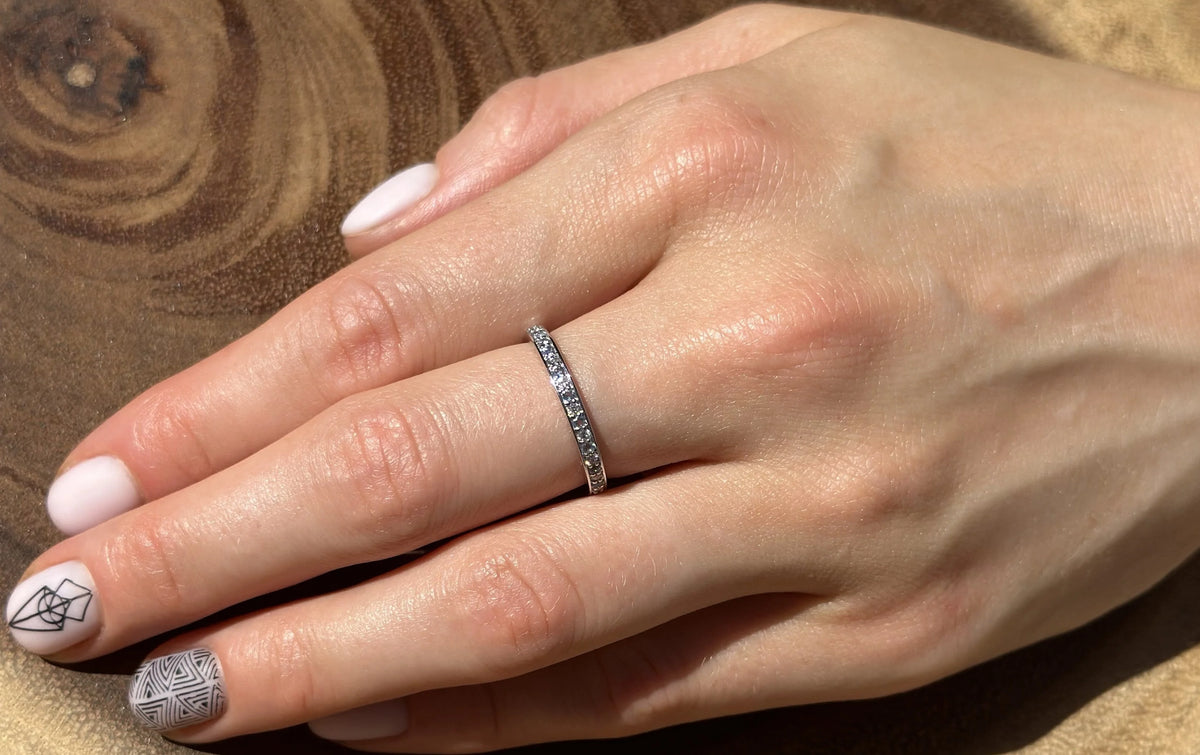 14K Rose Gold Half Eternity Band 0.12ct Natural Diamond Aquamarine W150