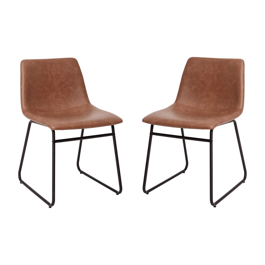 Light Brown Faux Leather Dining Chair Set of 2 K79833