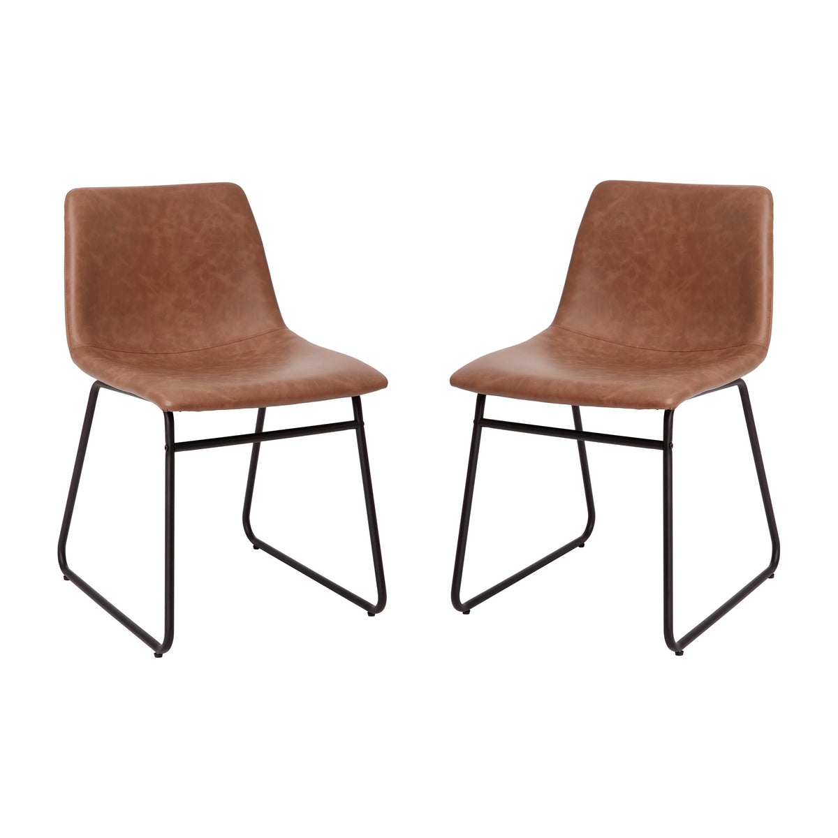 Light Brown Faux Leather Dining Chair Set of 2 K79833