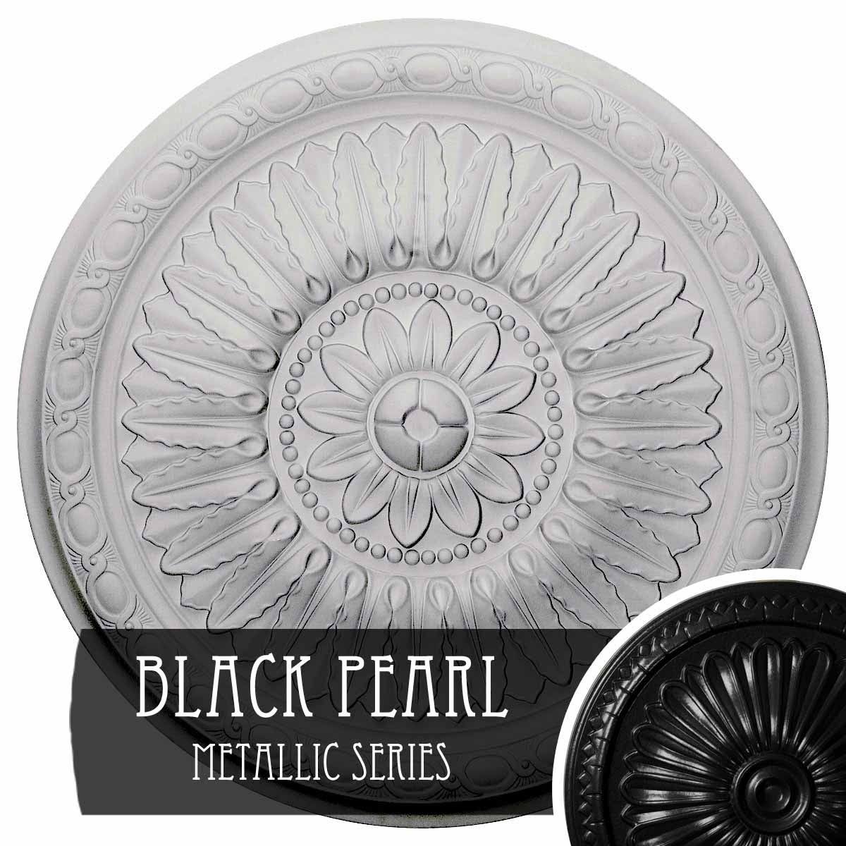 Hand-Painted Black Pearl Ceiling Medallion C135528
