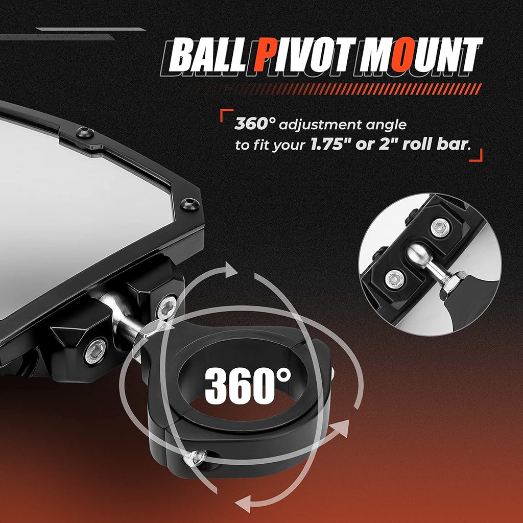 UTV Side Rear View Mirrors with Lights Z3966