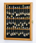 Spoon Display Case Wall Rack Cabinet Holder Box Oak Finish D6745