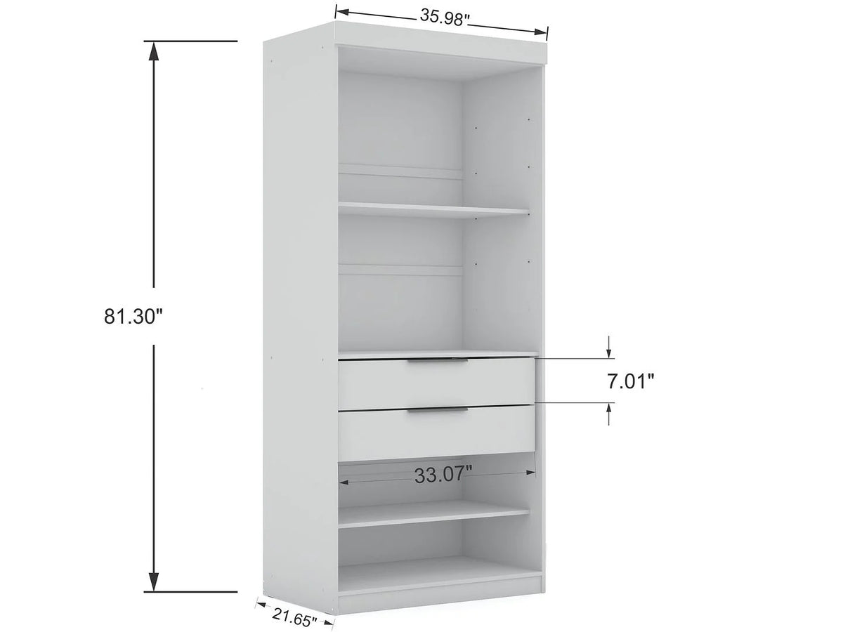 White Set of 2 Corner Wardrobe Closet with 2 Drawers S24304