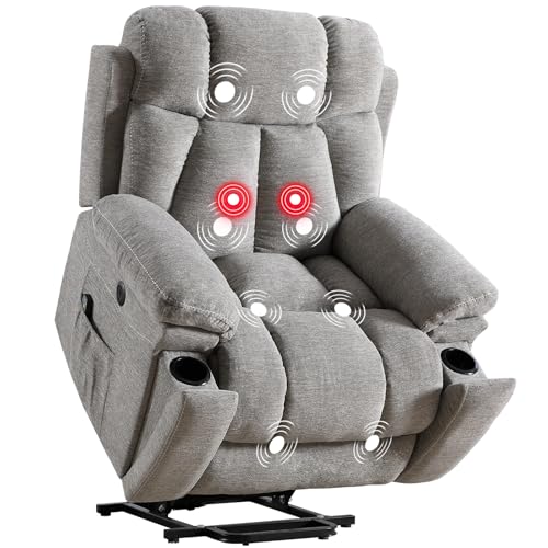 Large Power Lift Recliner Chair with Massage and Heat, Dark Gray U931090