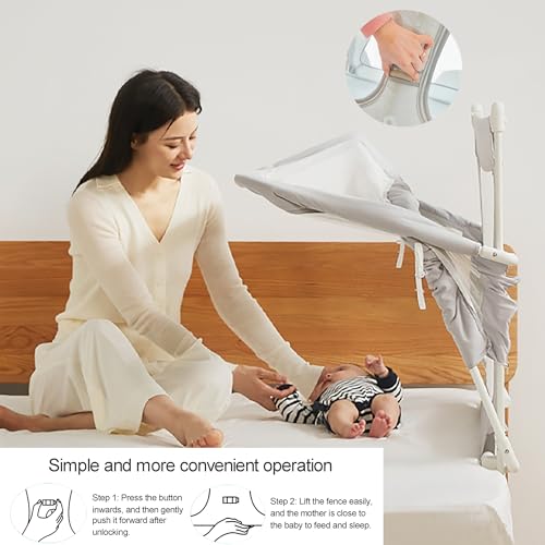 3 in 1 Baby Bassinet Bedside Sleeper Portable Crib with Mesh Window G74544