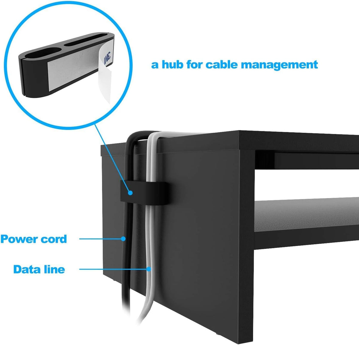 2 Tiers Wood Monitor Stand Riser with Storage Organizer F897188