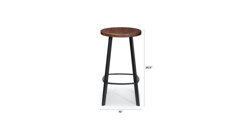 Walnut Counter Stool with Black Metal Base U609