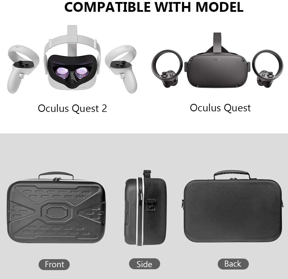 Hard Case for Oculus Quest 2 VR Gaming Headset with Shoulder Strap Pack of 2 Z70171