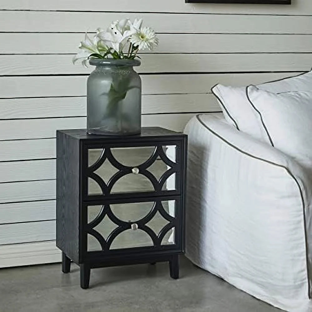 Mirrored Console Table with Drawers 31.5” Light Gray Q81875