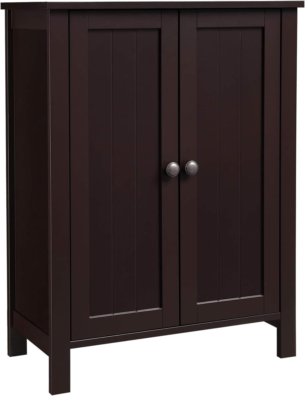 Brown Double Door Bathroom Floor Storage Cabinet with Adjustable Shelf A727