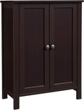 Brown Double Door Bathroom Floor Storage Cabinet with Adjustable Shelf A727