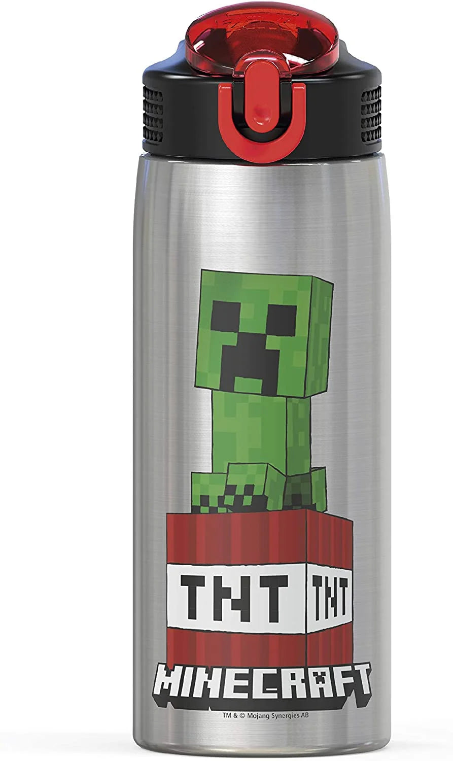 27oz Minecraft Stainless Steel Water Bottle with Flip-up Straw Spout and Locking Spout Cover C25551