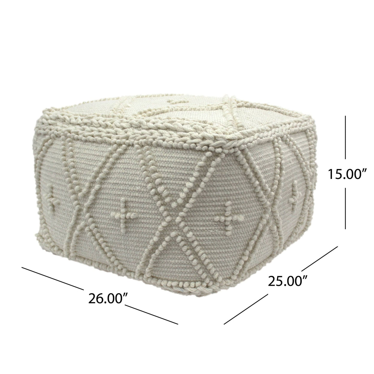 Charcoal Fabric Cube Pouf X517334