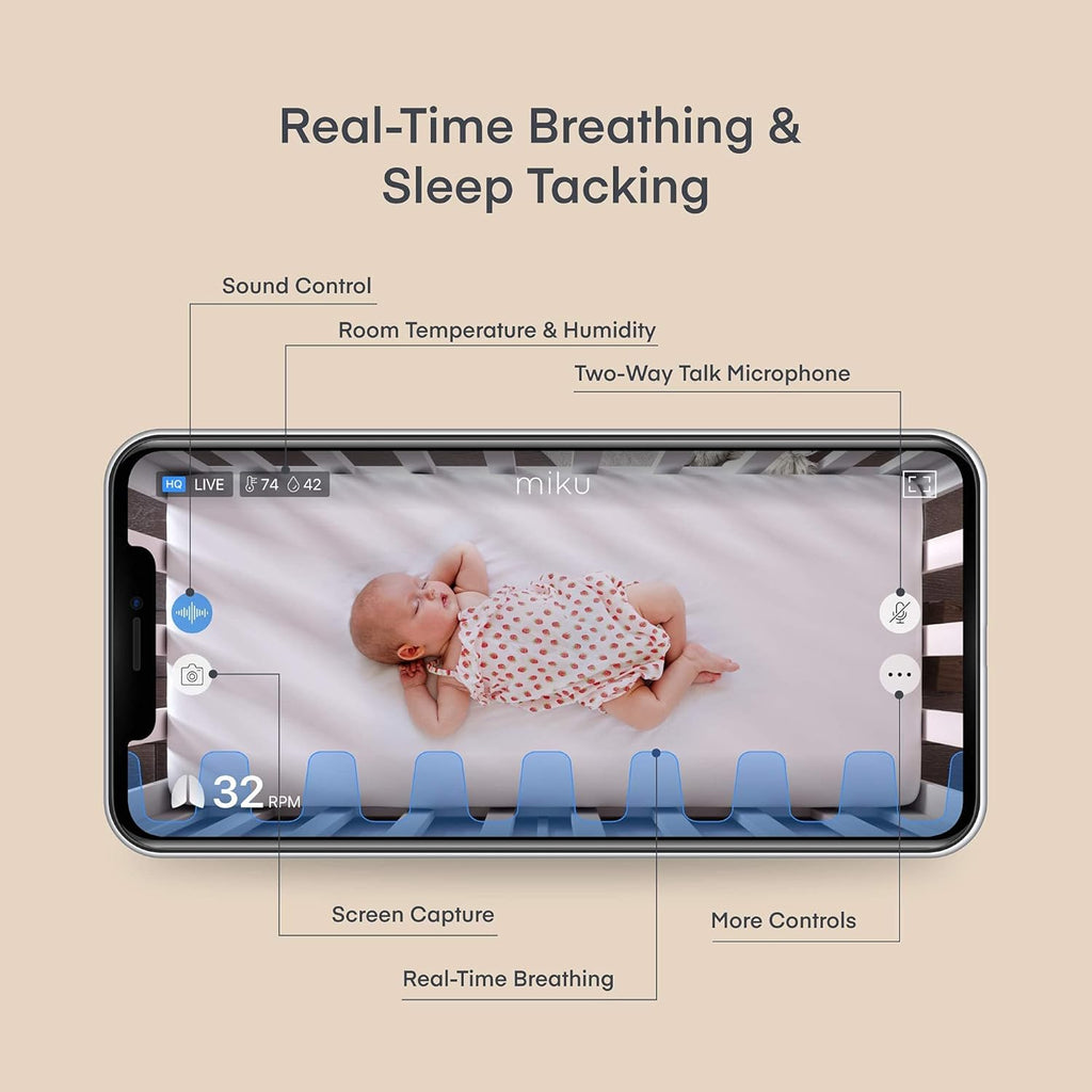 Contact-Free Breathing & Sleep Tracking Monitor with HD Video, Night Vision, Two-Way Talk K841852