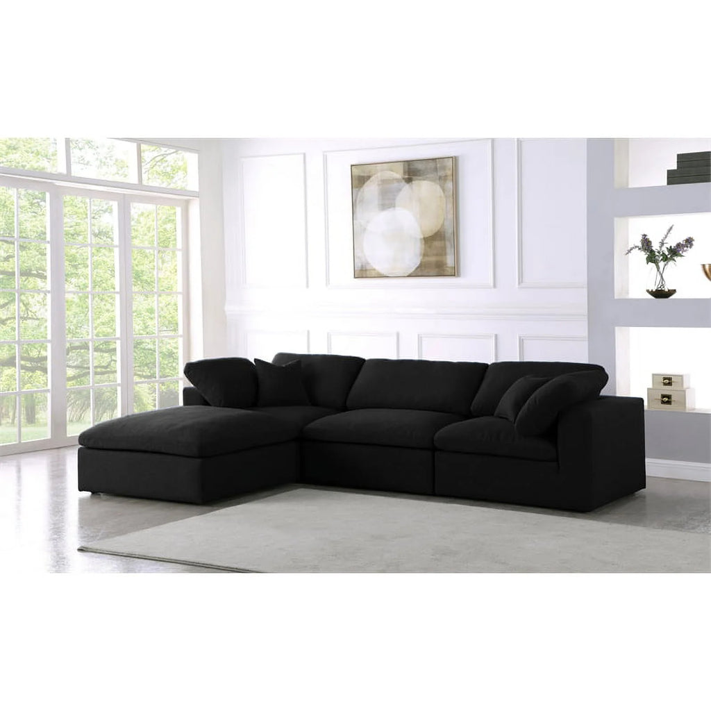 Black Linen Fabric Modular Sectional W420464