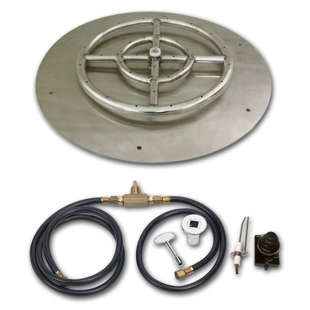 18x22 Round Stainless Steel Flat Pan with Spark Ignition Kit Propane G739734