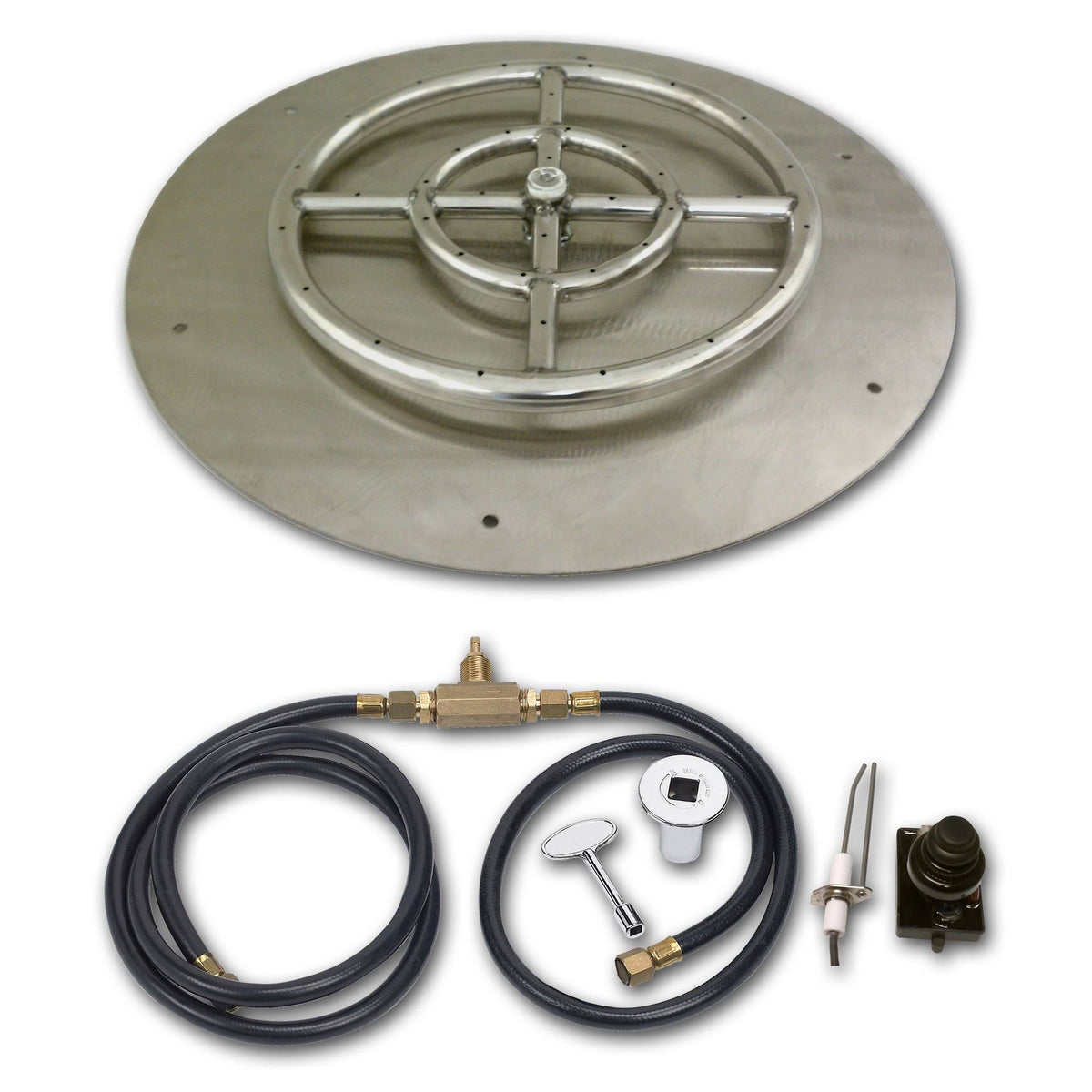 18x22 Round Stainless Steel Flat Pan with Spark Ignition Kit Propane G739734