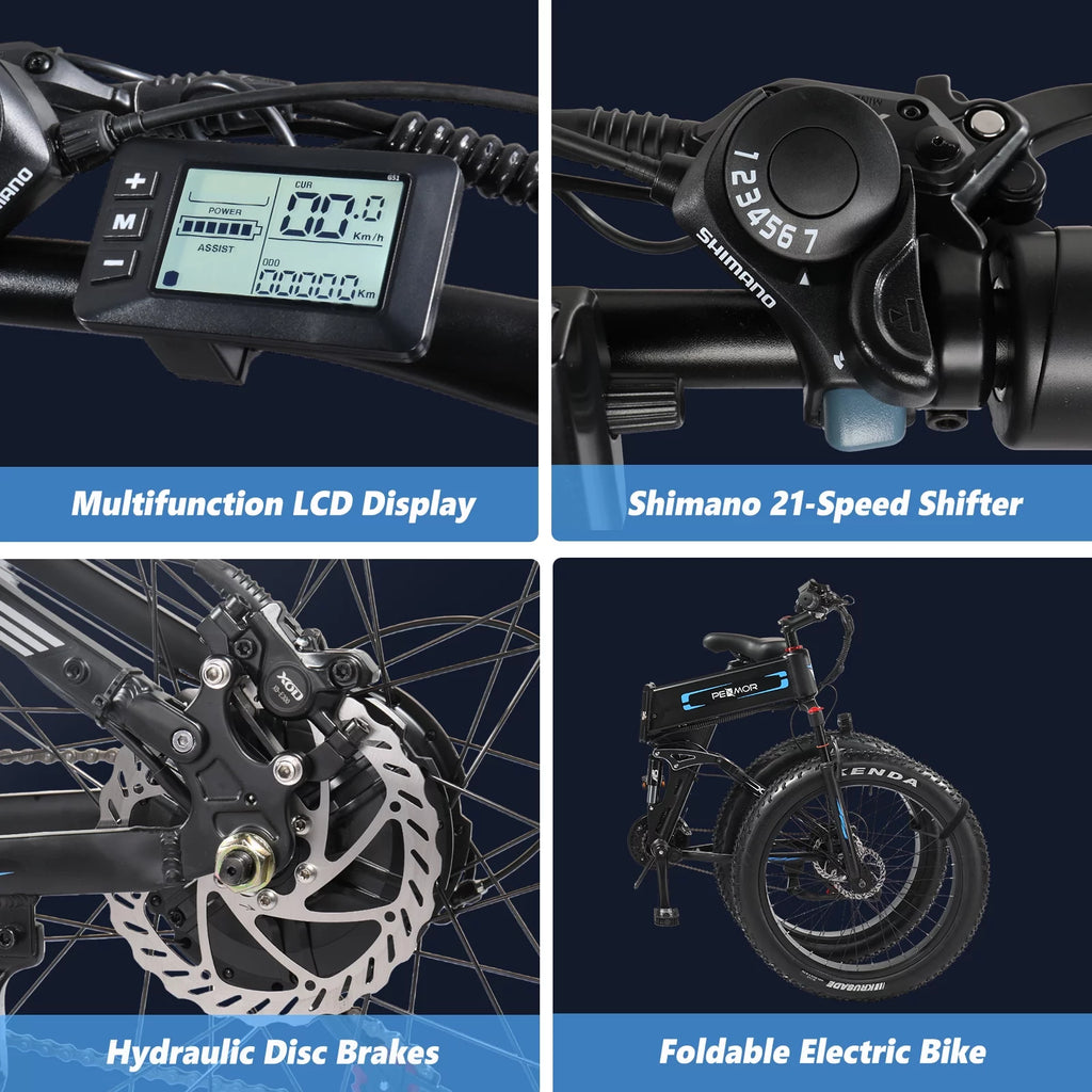 750W 48V 12AH Removable Battery 26" Fat Tire Folding Electric Bike D11534