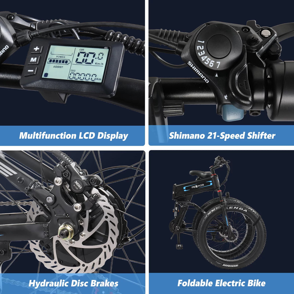 750W 48V 12AH Removable Battery 26" Fat Tire Folding Electric Bike D11534