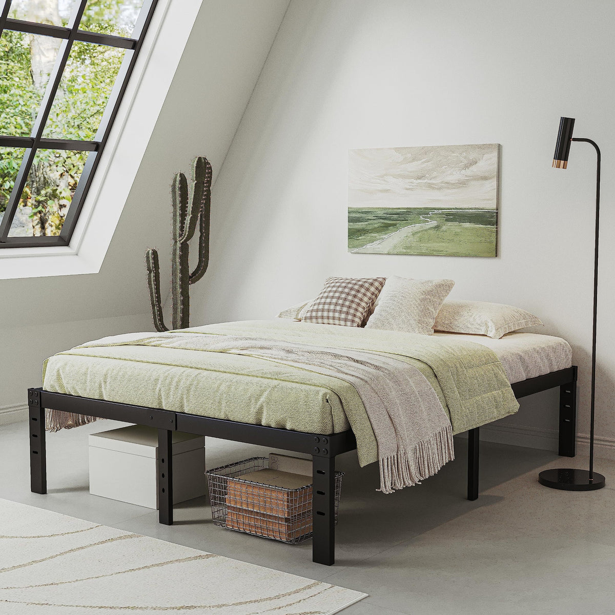 14" Queen Metal Bed Frame with Steel Slats P626806