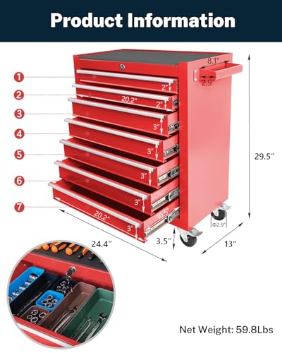 Black 5-Drawer Rolling Tool Chest Z604