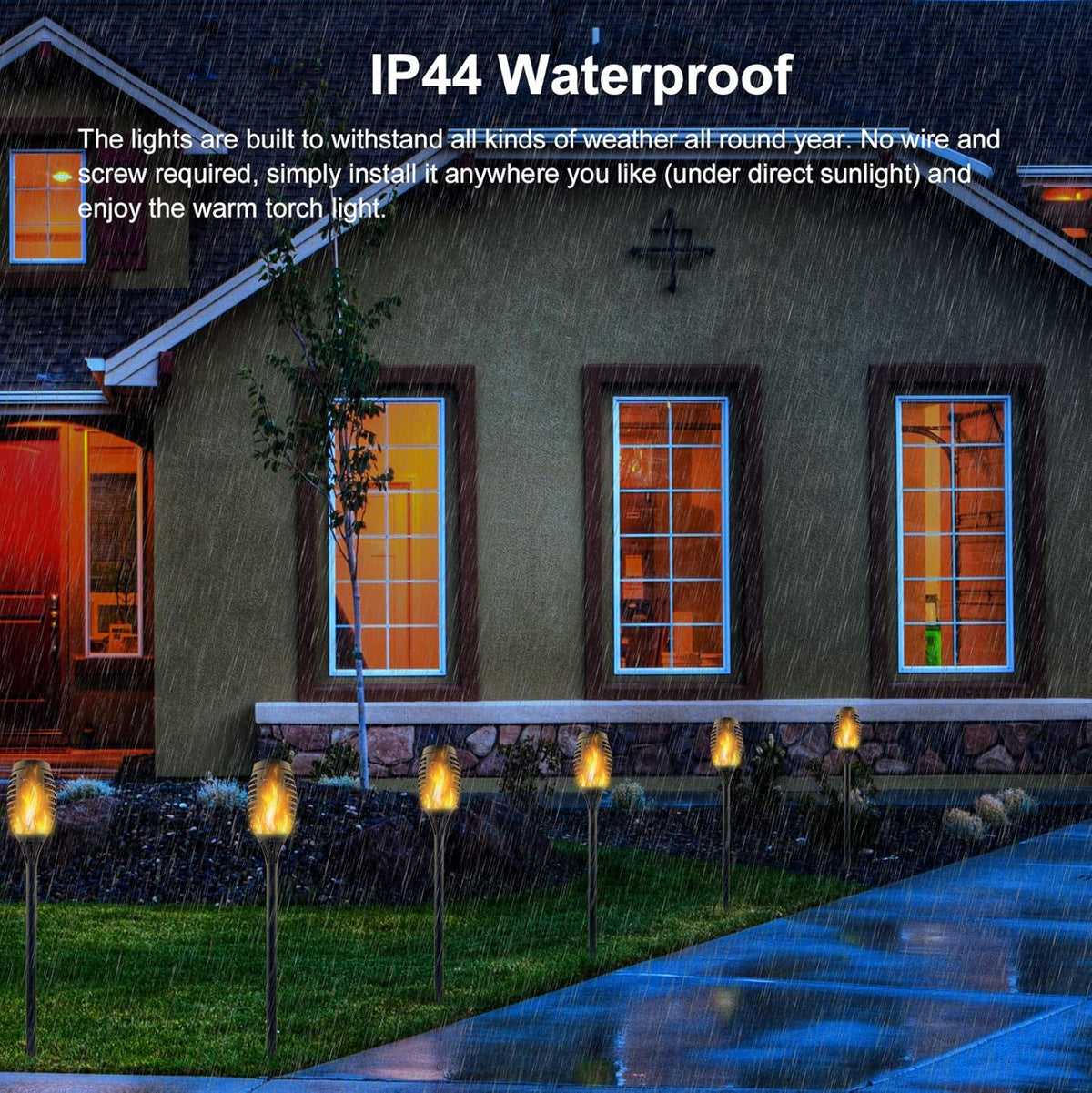 16 Pack Solar Torch Lights with Flickering Flames, Waterproof T669