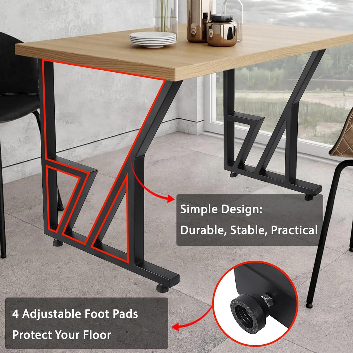 Black Heavy Duty Metal Table Legs 28"x124" (2PCS) Y4542