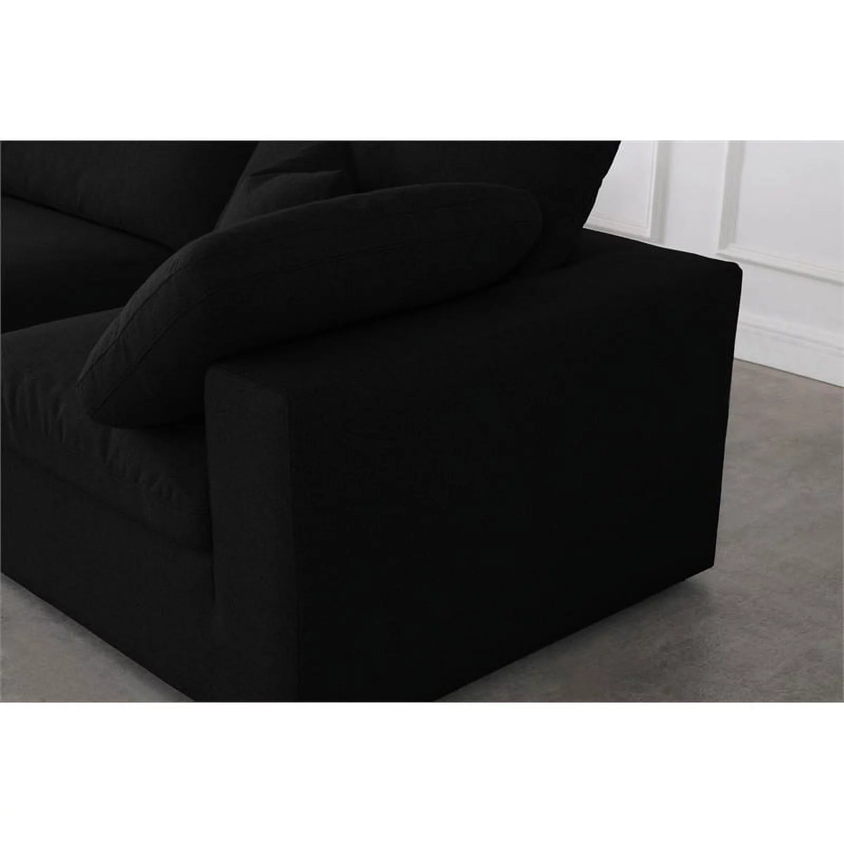 Black Linen Fabric Modular Sectional W420464