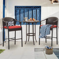 3 Pieces Red Wicker Patio Bar Stools Q825448