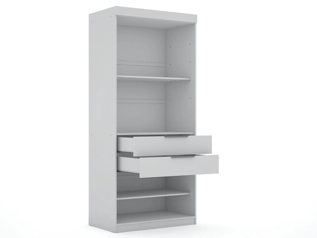 White Set of 2 Corner Wardrobe Closet with 2 Drawers S24304