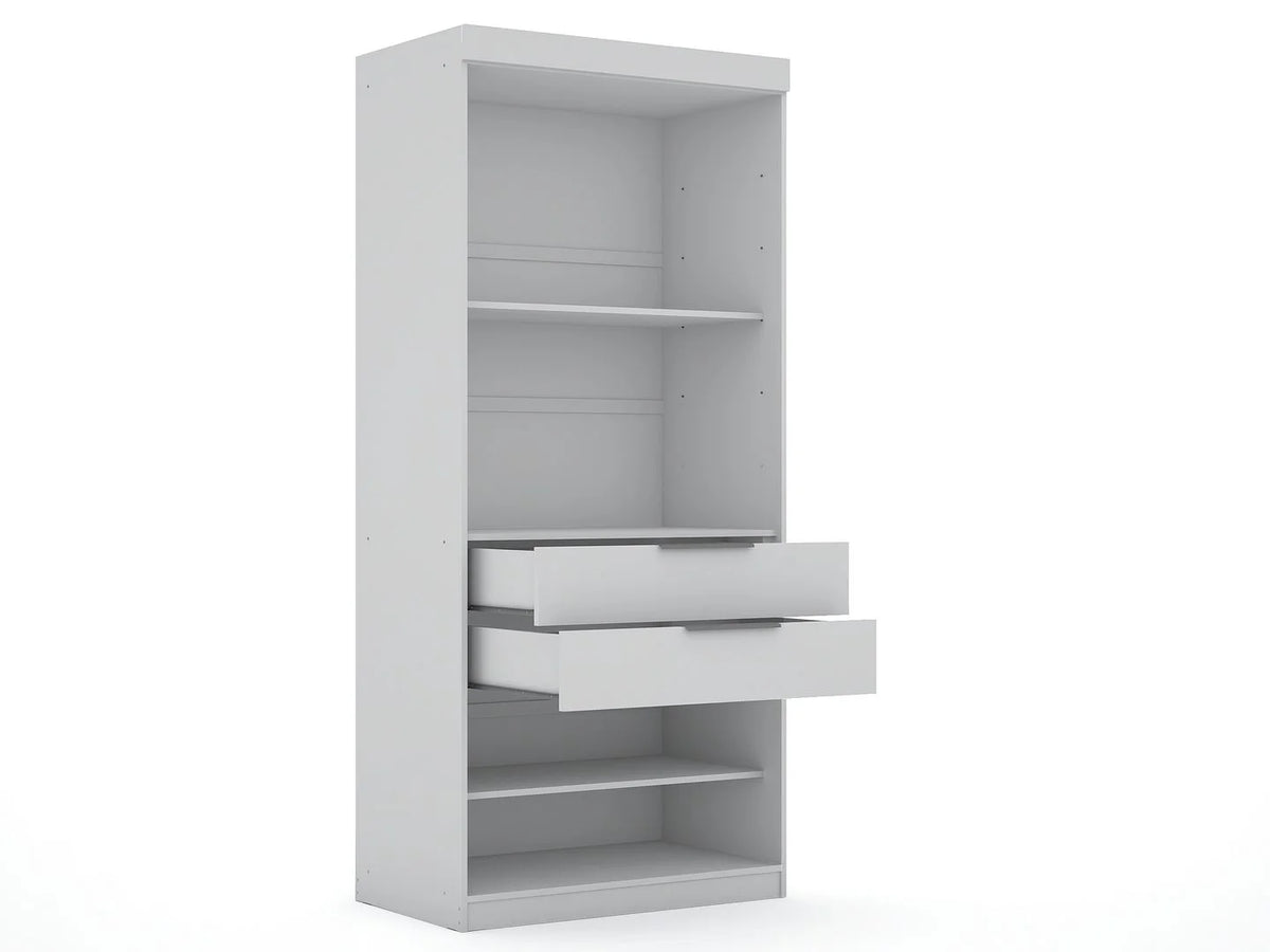 White Set of 2 Corner Wardrobe Closet with 2 Drawers S24304