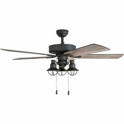 Rustic Industrial Farmhouse LED Ceiling Fan with Light Kit and Remote, 52x22 Y15689