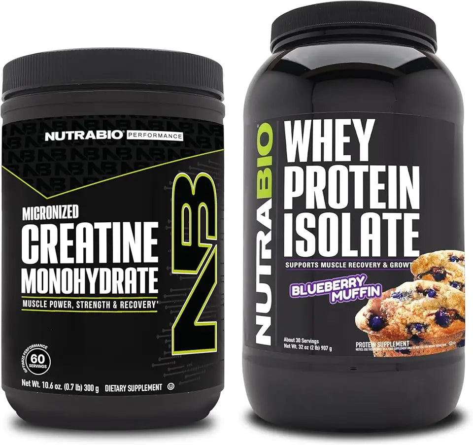 Unflavored Creatine Monohydrate and Blueberry Muffin Whey Protein Isolate Bundle I683