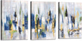 Blue Abstract 3 Piece Framed Canvas Wall Art 12X16 Inch Each E891