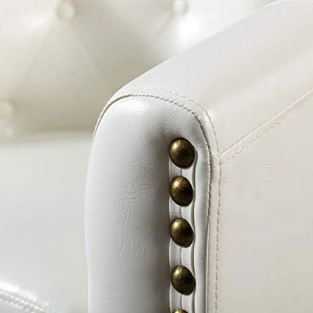 Cream Polyester Tufted Armchair G718371