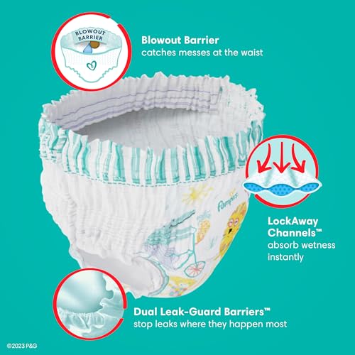 Size 5 Pull-On Disposable Baby Diapers 128 Count Z76075