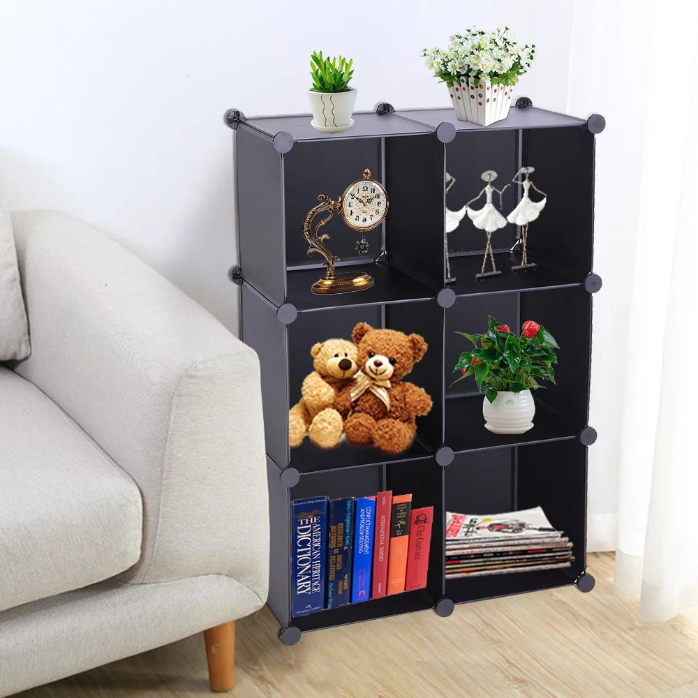 Black 6 Cube Storage Shelves P171